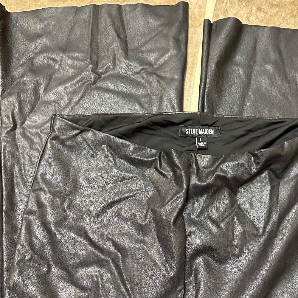 Steve Madden Charcoal Faux Leather Trousers